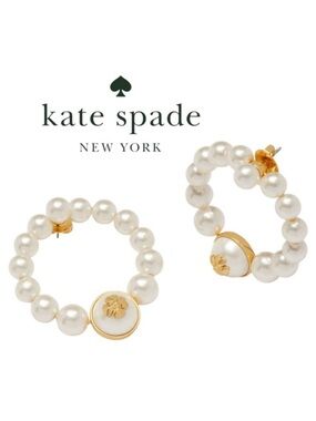 NWT Kate Spade Pearls On Pearls Hoop Drop Earrings
